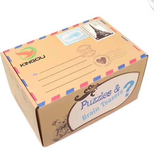 Vista 7 de Kingou Juego de 4 de rompecabezas de madera clásica cuerda de solución central juego de cerebro para adultos