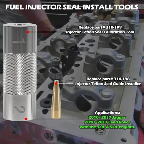 Vista 2 de Las herramientas de instalación del sello del inyector de combustible se adaptan a los motores de gasolina Land Rover Jaguar 3.0L y 5.0L, reemplazar