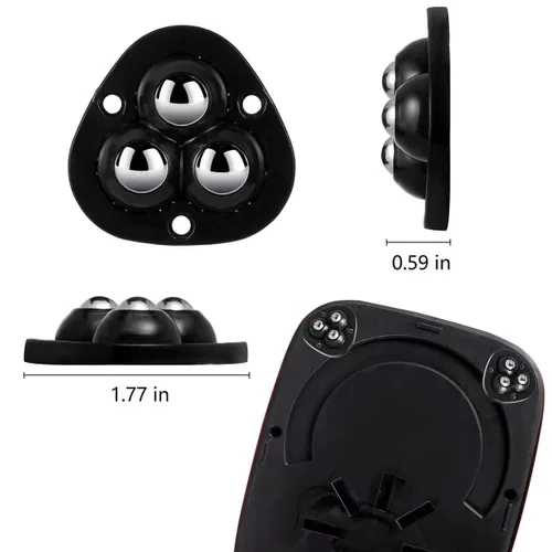 Vista 3 de 4 ruedas pequeñas para electrodomésticos, deslizadores giratorios adhesivos, mini ruedas universales autoadhesivas, caja de almacenamiento de Negro