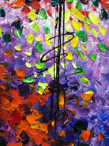 Vista 3 de Yotree Pinturas, 24x48 Pulgadas De Pinturas Brillantes Flores Al Óleo De La Mano De Pintura 3D Pintado A Mano Sobre Lienzo Abstracto Arte De Arte De