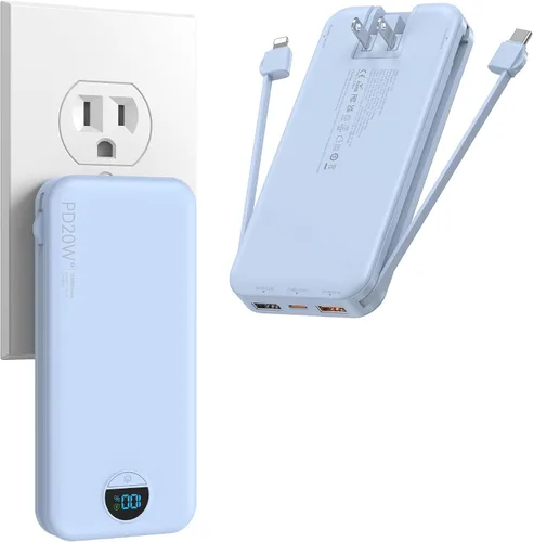 Vista 15 de Ffnpua Cargador portátil Power Bank 10000mAh PD20W con cables incorporados