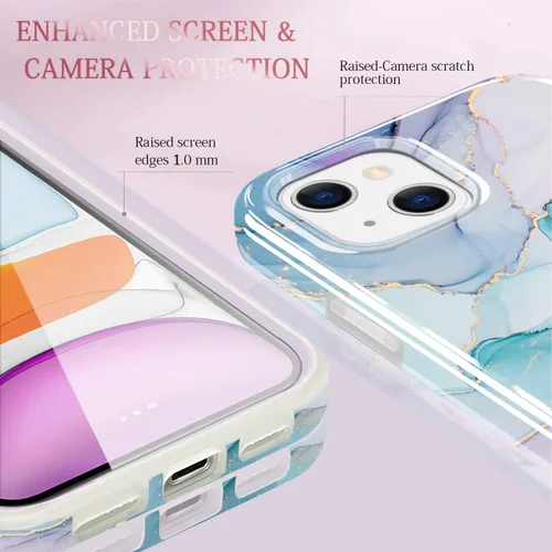 Vista 5 de luolnh Funda dorada brillante compatible con iPhone 15 Plus, diseño de mármol, a prueba de golpes, delgada y suave, funda de silicona para iPhone 15