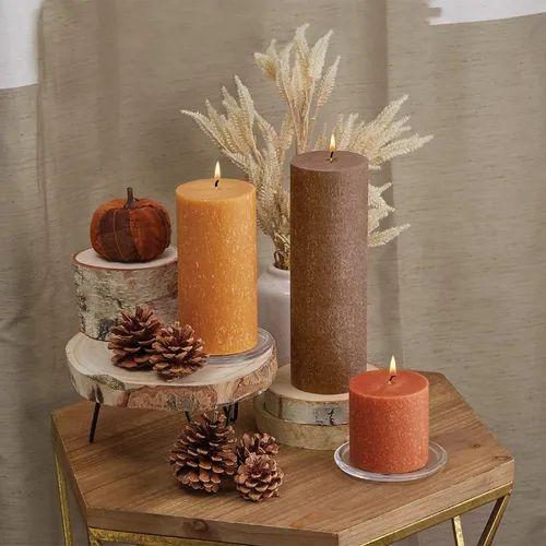 Vista 3 de Root Candles Portobello - Velas de pilar sin perfume con textura mejorada de cera de abejas Timberline™, 3 x 3 pulgadas