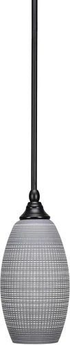 Vista 85 de Toltec Lighting Tallo Colgado Mini colgante, acabado de cobre negro, 3.5" cuadrado humo burbuja vidrio