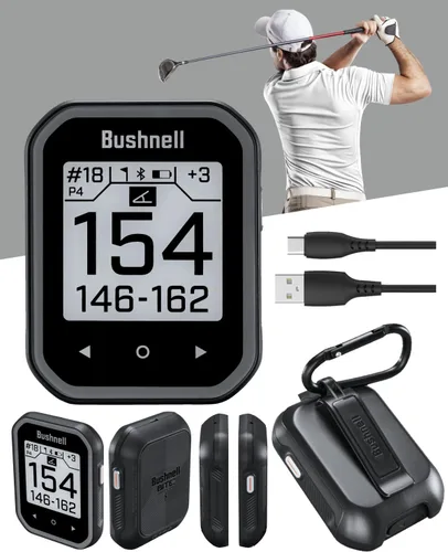 Vista 2 de bushnellgolf Golf Phantom 3 GPS de pendiente de mano, pantalla táctil, clip para cinturón y mosquetón, (negro)
