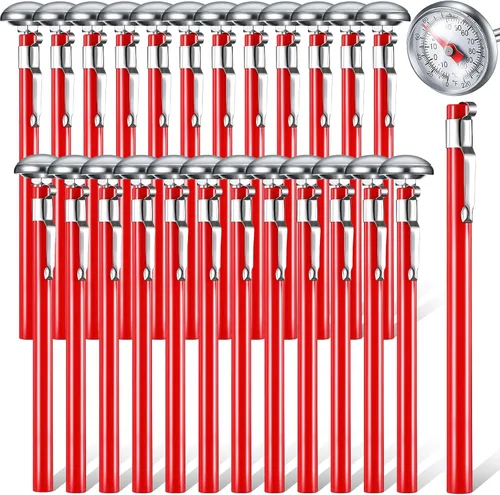 Vista 14 de Xuhal 6 piezas de termómetro de cocina de acero inoxidable con vástago largo de 5 pulgadas y esfera de 1 pulgada para leche, espumado, alimentos
