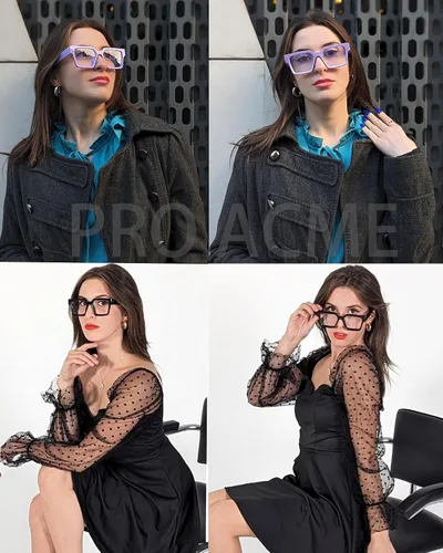 Vista 4 de Pro Acme Gafas cuadradas de gran tamaño con luz azul para hombres y mujeres, a la moda, rectangulares, con marco grueso, UV400, gafas falsas