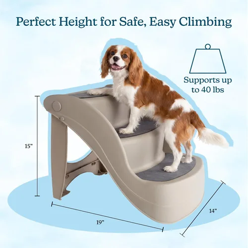 Vista 10 de Escaleras plegables de plástico para mascotas, durables, interiores o al aire libre, diseño de 4 pasos, 3 pasos, Bronceado