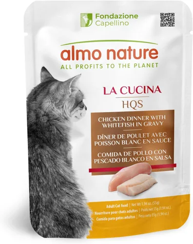 Vista 11 de almo nature HQS La Cucina - Pollo con manzana en gelatina, sin granos, sin aditivos, alimento húmedo para gatos adultos, rallado, bolsas, 24 x 55