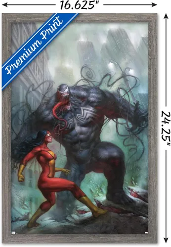 Vista 3 de Trends International Marvel Comics-Spider-Woman-Venom #161 - Póster de pared, 14.725 x 22.375 pulgadas, versión enmarcada de madera de granero
