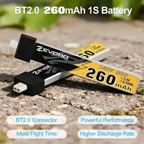 Vista 4 de 6pcs 260mAh 1S Lipo Batería 3.8V 80C LiHV Batería con BT2.0 Conector para FPV Tiny Whoop Drone Quadcopter