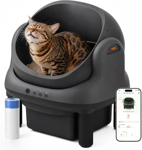Vista 6 de HHOLOVE Caja de arena autolimpiante, caja de arena automática con parte superior abierta, protección de sensores de seguridad, control de aplicación