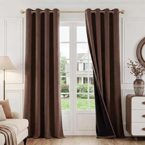 Vista 16 de FMFUNCTEX - Cortinas 100% opacas color beige de 40 x 63 pulgadas para dormitorio, 2 paneles Black out Drapes, Thermal Insulated Noise Reducing