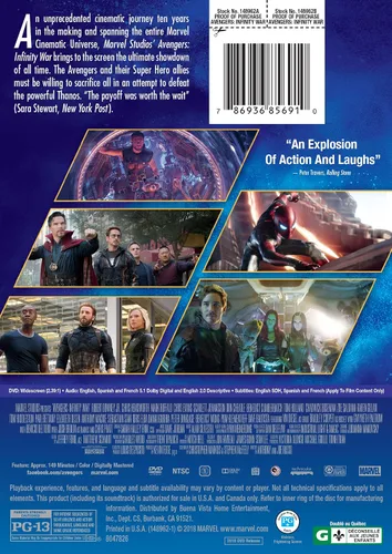 Vista 2 de New Avengers Infinity War DVD2018 New Action Adventure