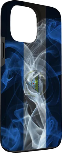 Vista 3 de iPhone 13 Pro Max Smoky Nicaragua Flag - Funda de orgullo nicaragüense estilo humo