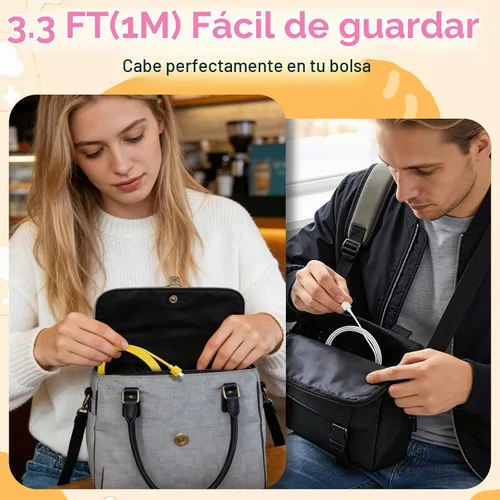 Vista 6 de Vofolen Cable USB C a USB C [4 unidades, 3.3 pies] C a C Cable 3A de carga rápida diseño de robot cargador tipo C para iPhone 17/16/15 Pro