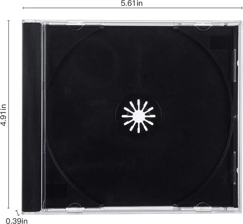 Vista 3 de Progo® Estuche estándar transparente para CD de 0.409 in con bandeja negra montada, paquete de 25