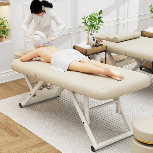 Vista 7 de pouseayar Mesa de masaje ajustable con almohada facial y reposacabezas, resistente y sólida, silenciosa y fácil de ajustar para mesa de tratamiento