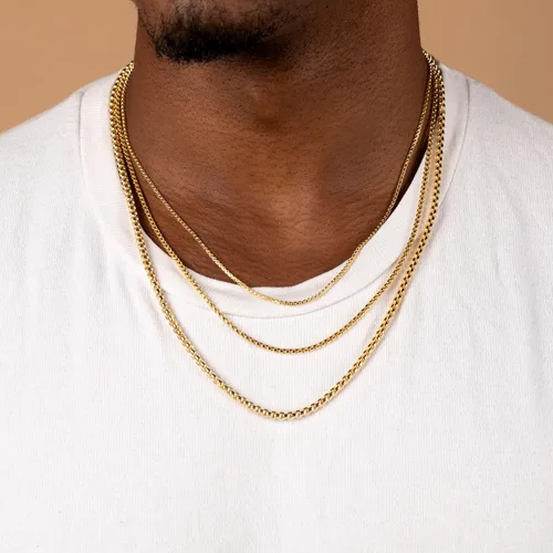 Vista 3 de PORI JEWELERS 14K Gold 1.8MM, 2.5MM, or 3.5MM Round Box Chain Necklace -16"-30" Yellow or White Gold- For Men and Women