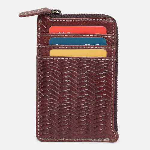 Vista 3 de Tarjetero de cuero genuino para hombres y mujeres, bolso minimalista para tarjetas, carteras para hombre, diseño ultrafino, ideal para viajes