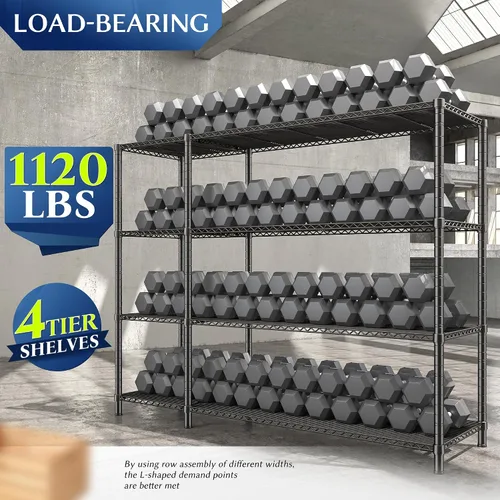 Vista 8 de Romorgniz - Estantes de almacenamiento, 1120 cargas resistentes y en forma de L, para cocina 4 Tier shelf 52.4" W,Waterproof &