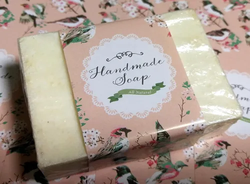 Vista 14 de Cinta de papel de envoltura para barra de jabón casera, productos hechos a mano, 20 piezas (horizontal - puntos azules)