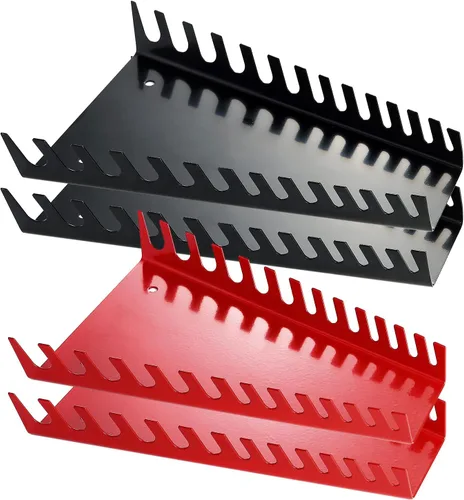 Vista 6 de Reniteco Organizador de llaves de metal con 26 ranuras, juego de bandejas para llaves, organizador de herramientas montado en la pared para Negro