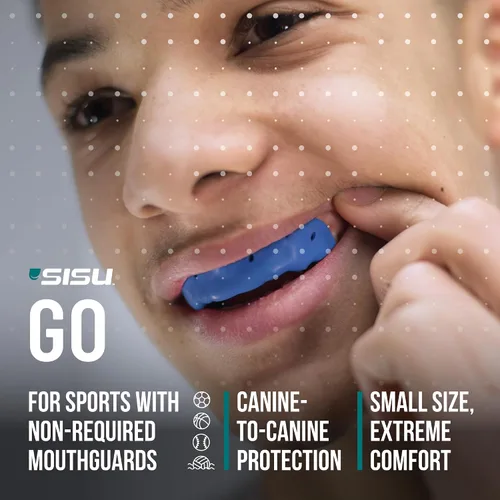 Vista 2 de SISU Go - Protector bucal, color negro carbón, protección dental frontal de perfil bajo para fútbol, baloncesto, waterpolo, monopatín, BMX, deportes