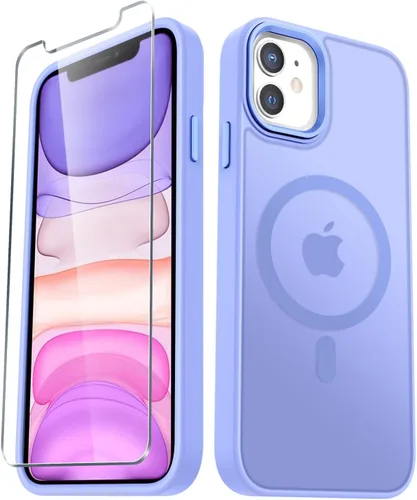 Vista 25 de YENAPOON Funda magnética mate para iPhone 11 con 1 protector de pantalla, compatible con Magsafe, translúcida esmerilada, delgada, a prueba