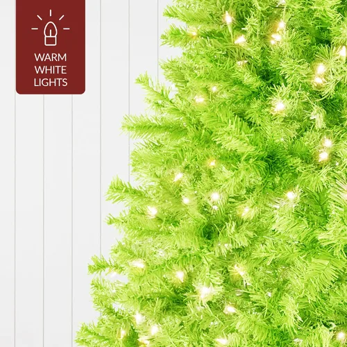 Vista 101 de Best Choice Products Árbol de Navidad azul bebé preiluminado de 6 pies, decoración navideña artificial completa con 947 puntas de rama, 250 luces