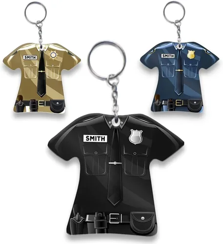 Vista 12 de Llavero personalizado de regalos de policía, llavero personalizado para él, papá A0.