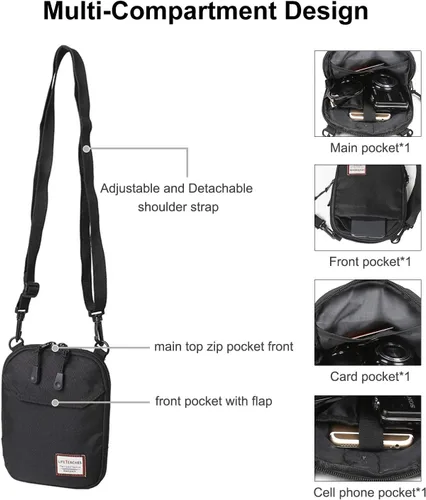 Vista 2 de Bolso bandolera pequeño para hombre, mini bolso de mensajero para teléfono y pasaporte