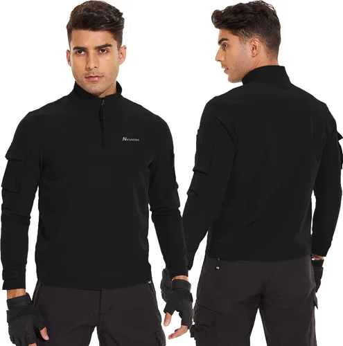 Vista 2 de NATUVENIX Camisa de combate tácticas para hombre, con cremallera de 14, ligeras, militares, de secado rápido, Airsoft Army BDU
