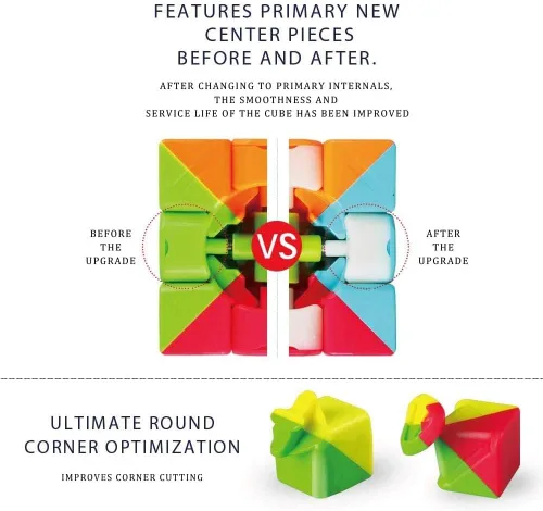 Vista 2 de Cubo de velocidad QY Toys Warrior W 3x3 - Cubo mágico sin calcomanías 3x3x3, juguetes de rompecabezas (56mm), el juguete más educativo para mejorar