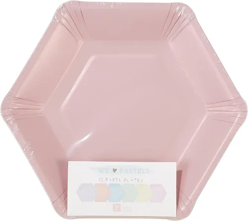 Vista 8 de Talking Tables 12 platos hexagonales de papel de 7 pulgadas, platos de postre desechables pastel para fiestas de cumpleaños, fiestas de té y baby
