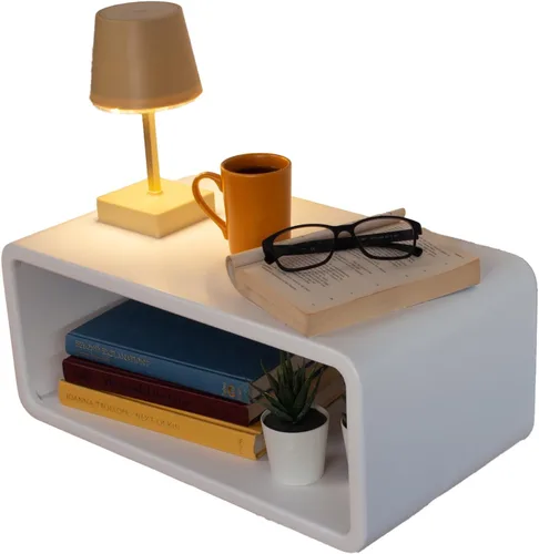 Vista 17 de Mesita de Noche Flotante de Madera, Mesa de Noche, Estantería de Noche, Hecho a Mano, Estante de Noche Montado en la Pared, Estilo Minimalista