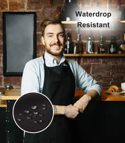 Vista 2 de Delantal negro con bolsillos para mujeres, hombres, adultos, chef, juego de 10 delantales de cocina a granel para cocinar, hornear, restaurante