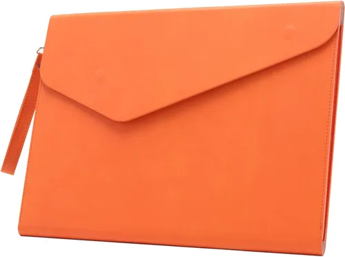 Vista 8 de Carpeta de cuero PU A4 para documentos, carpeta con estilo de cartera con correa y cierre magnético invisible (negro)