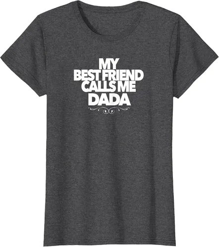 Vista 39 de My Best Friend Calls ME DADA Funny Baby Shower Present dad T-Shirt Asphalt Grey