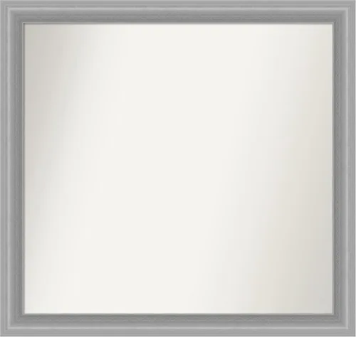 Vista 164 de Amanti Art Espejo de baño plateado para sobre el fregadero, 24 x 24 pulgadas, espejo cuadrado de peltre forjado a medida, marco de madera casual