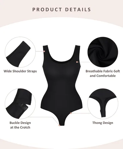 Vista 4 de FeelinGirl Body moldeador para mujer con control de abdomen, sin costuras, body de compresión para la vida diaria