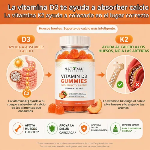 Vista 3 de Gomitas de vitamina D3 K2 sin azúcar, gomitas de vitamina D3 5000 UI+K2 MK7 80 mcg, suplemento de vitamina K2 D3 para adultos, vitamina D K2