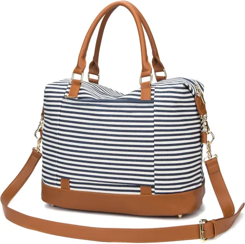 Vista 50 de BLUBOON Bolsas de viaje con cremallera, bolsa de lona para mujer, bolsa de fin de semana para mujer, bolsa de lona para llevar en la bolsa de lona