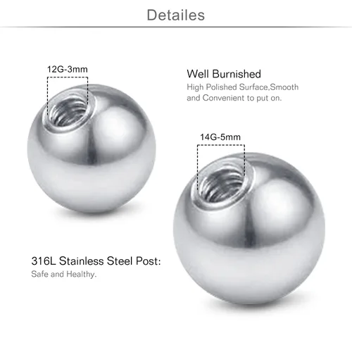 Vista 3 de JIESIBAO Juego de 66-113 piercings mixtos para todos los piercings de acero inoxidable 14G 16G 18G 20G nariz tabique cartílago tragus, aretes