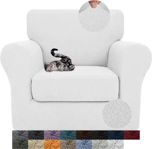 Vista 19 de JIVINER Fundas de sofá de 3 piezas para sofá de 2 cojines, funda elástica para sofá con 2 fundas de cojín de asiento extra grandes, fundas de sofá