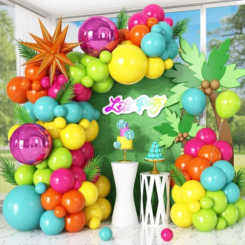 Vista 16 de Kit de guirnalda de arco de globos de color azul, blanco y plateado con globos de bola de discoteca, globos de papel de aluminio de estrella