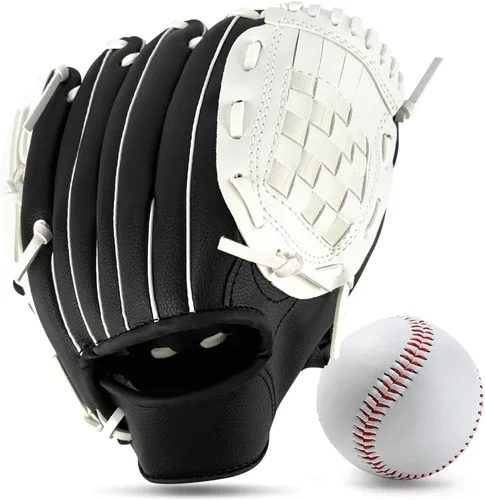 Vista 9 de Guante de béisbol, guante de béisbol y sóftbol, diseño ergonómico, guante cómodo y duradero para niños, jóvenes, adultos, entrenamiento