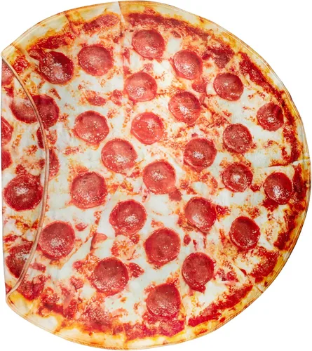 Vista 9 de QiyI Manta de pizza para adultos y niños, 2.0 manta gigante de comida de doble cara, divertidos regalos de pizza, mantas redondas de tacos novedosos