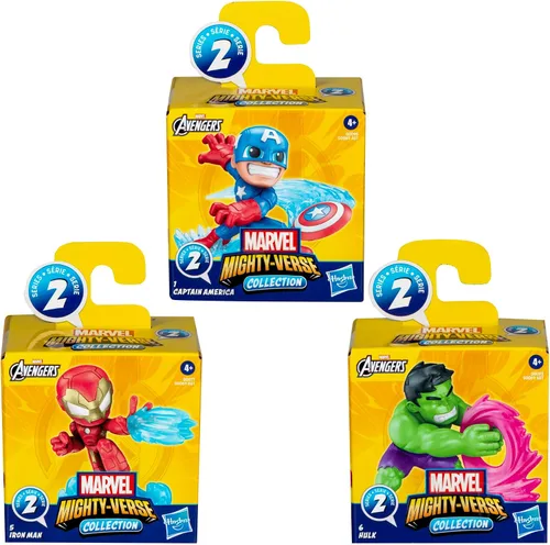 Vista 3 de Marvel Avengers Mighty-Verse Colección Serie 1 Multipack, Juego de figuras de acción coleccionables a escala de 6.35 cm (2.5 pulgadas), juguetes