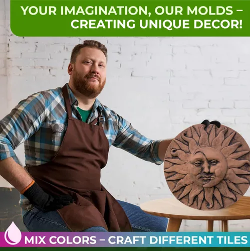 Vista 7 de Sun Moon Garden Stone Stepping Mold Pathmaker Molde de hormigón - Adoquines de hormigón prefabricados de piedra de sol